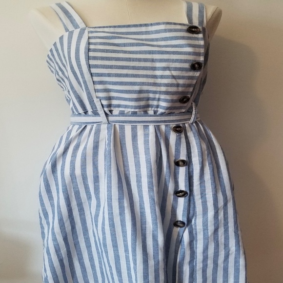 Striped Buttoned Sundress - Picture 1 of 6